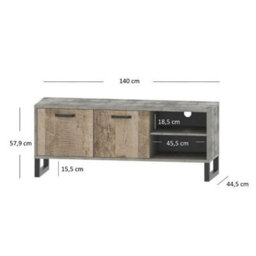 Heze Furniture Bari Loft Style 2 Door Modern Tv Unit With Storage - thumbnail 4