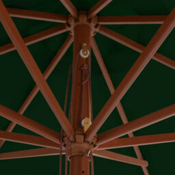 Berkfield Outdoor Parasol With Wooden Pole 350 Cm Green - thumbnail 3
