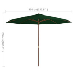 Berkfield Outdoor Parasol With Wooden Pole 350 Cm Green - thumbnail 4
