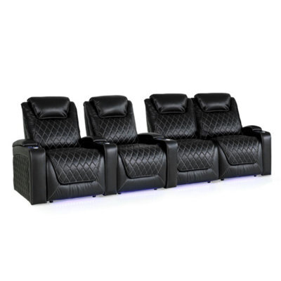 Valencia Oslo Xl Home Cinema Seating Row Of 4 Loveseat Right Black Nappa Leather Power Recliner And Headrest - image 1