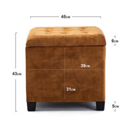 Hnnhome 45Cm Cube Mustard Cloud Velvet Padded Seat Ottoman Storage Stool Box, Footstool Pouffes Chair With Lids - thumbnail 3