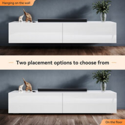 Elegant Floating Tv Stand Cabinet, White Wall-Mounted Tv Unit With Drop-Down Door, 160X40X30Cm - thumbnail 9
