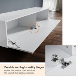 Elegant Floating Tv Stand Cabinet, White Wall-Mounted Tv Unit With Drop-Down Door, 160X40X30Cm - thumbnail 7