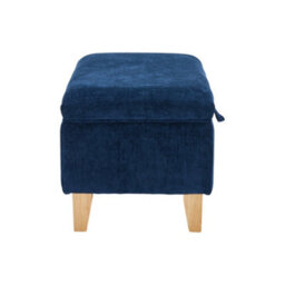 Living And Home Blue Chenille Upholstered Storage Ottoman - thumbnail 4