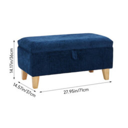 Living And Home Blue Chenille Upholstered Storage Ottoman - thumbnail 5