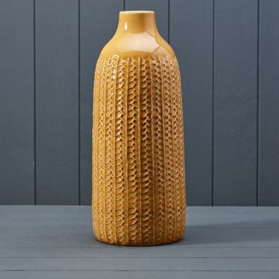 Four Candle Satchville Yellow Ceramic Vase - image 1