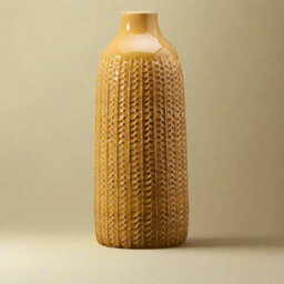 Four Candle Satchville Yellow Ceramic Vase - thumbnail 2