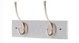Keypak Victorian 2 Hook Wall-Mount Wooden Coat Rack, 22.5Cm - Dove Bloc With Satin Nickel Hooks - Fixings Included