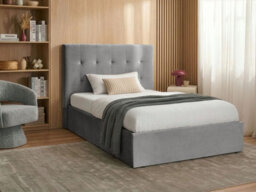 Beliani Ottoman Bed Lorient Velvet Grey 120 X 200 Cm (Eu Small Double) - thumbnail 2