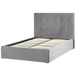 Beliani Ottoman Bed Lorient Velvet Grey 120 X 200 Cm (Eu Small Double) - thumbnail 4