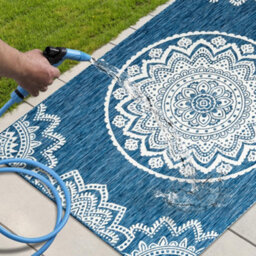 Homeart Outdoor Indoor Rug, Easy Clean, Uv Weather Resistant Rug For Patio, Gardenmandala Blue, Cream,140X200Cm - thumbnail 6