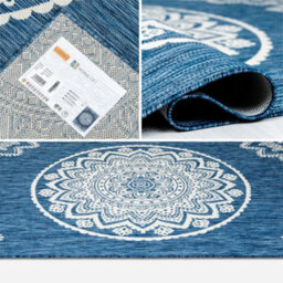 Homeart Outdoor Indoor Rug, Easy Clean, Uv Weather Resistant Rug For Patio, Gardenmandala Blue, Cream,140X200Cm - thumbnail 5