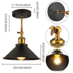 E27 Vintage Industrial Wall Light Metal Brushed Adjustable Wall Sconce Lamp Uk - thumbnail 2