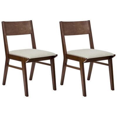 Beliani Set Of 2 Dining Chairs Enola Wood Brown/ Light Beige - image 1