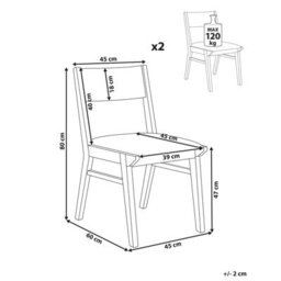Beliani Set Of 2 Dining Chairs Enola Wood Brown/ Light Beige - thumbnail 3