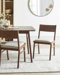 Beliani Set Of 2 Dining Chairs Enola Wood Brown/ Light Beige - thumbnail 2