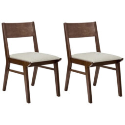 Beliani Set Of 2 Dining Chairs Enola Wood Brown/ Light Beige - thumbnail 1