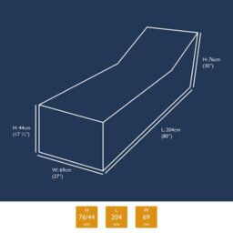 Woodside Black Outdoor Garden Sun Bed Cover 2.04M X 0.69M X 0.44-0.76M - thumbnail 2