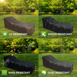 Woodside Black Outdoor Garden Sun Bed Cover 2.04M X 0.69M X 0.44-0.76M - thumbnail 5