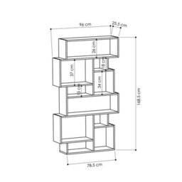 Decortie Karmato Modern Bookcase Shelving Unit Display Unit With 10 Compartments Retro Grey 168.5Cm Tall - thumbnail 3