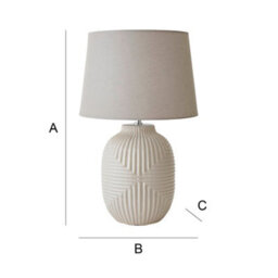 Valuelights Harrison Tapered Shade Grey Geo Ribbed Pattern Gloss Large Table Lamp With Bulb - thumbnail 7