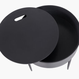 Pacific Lifestyle Round Dark Grey Wood Storage Table With Metal Legs - thumbnail 9
