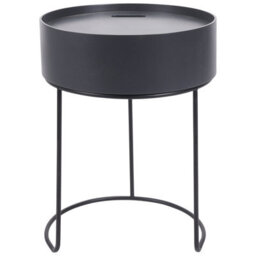 Pacific Lifestyle Round Dark Grey Wood Storage Table With Metal Legs