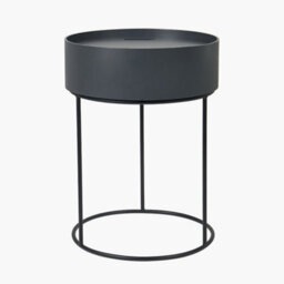 Pacific Lifestyle Round Dark Grey Wood Storage Table With Metal Legs - thumbnail 4