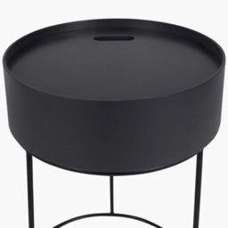 Pacific Lifestyle Round Dark Grey Wood Storage Table With Metal Legs - thumbnail 6