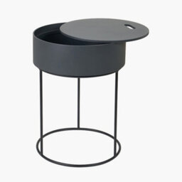 Pacific Lifestyle Round Dark Grey Wood Storage Table With Metal Legs - thumbnail 5