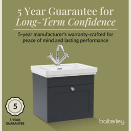 Balterley Swynnerton Traditional Bathroom Wall Hung 1-Drawer Vanity Unit & Fireclay Basin, Dark Grey, 500mm - thumbnail 6