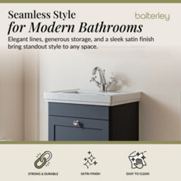 Balterley Swynnerton Traditional Bathroom Wall Hung 1-Drawer Vanity Unit & Fireclay Basin, Dark Grey, 500mm - thumbnail 2
