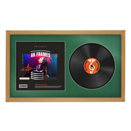 "30X17"" Oak Sleek Vinyl Record Frame With Emerald Mount For 12 Inch Lp Album Cover & Disc - Ak Frames"