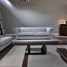 Chesterfield 4 Seater Sofa Shimmer Silver Velvet Fabric In Classic Style - thumbnail 4