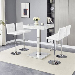 Furniture in Fashion Topaz Magnesia Effect High Gloss Bar Table 4 Coco White Stools - thumbnail 2