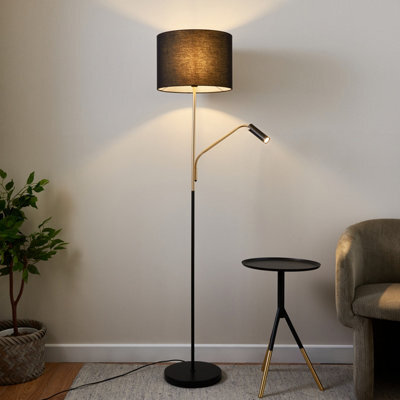 Harbour Studio Kendall Satin Black Gold Effect 2 Lights Led Mother & Child Floor Light - image 1