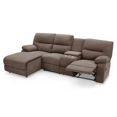Home Detail Jacob 3 Seater Manual Recliner Sofa With Left Hand Chaise, Brown Linen - image 1