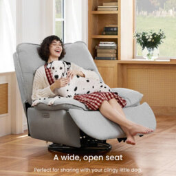 Flexispot Swivel And Rocker Electric Recliner With Sturdy Metal Base Lotus Pro In Light Grey - thumbnail 1