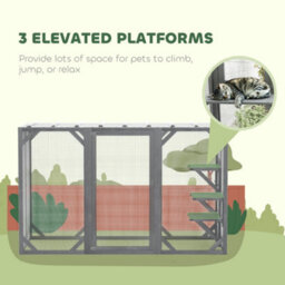 "Pawhut 71""wooden Cat House With 3 Platforms, Large Door For Multiple Cats" - thumbnail 6