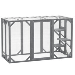 "Pawhut 71""wooden Cat House With 3 Platforms, Large Door For Multiple Cats" - thumbnail 2