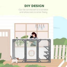 "Pawhut 71""wooden Cat House With 3 Platforms, Large Door For Multiple Cats" - thumbnail 4