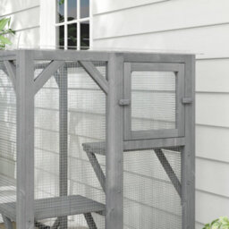 "Pawhut 71""wooden Cat House With 3 Platforms, Large Door For Multiple Cats" - thumbnail 9