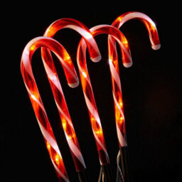 Taylor & Brown 4 Pack Christmas Candy Cane Stake Lights, Festive Battery-Powered Outdoor Light-Up Garden Xmas Pathway Decorations - thumbnail 4