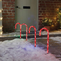Taylor & Brown 4 Pack Christmas Candy Cane Stake Lights, Festive Battery-Powered Outdoor Light-Up Garden Xmas Pathway Decorations - thumbnail 3