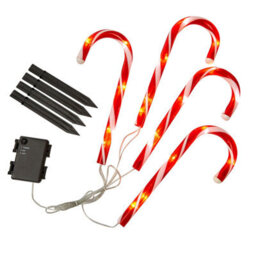 Taylor & Brown 4 Pack Christmas Candy Cane Stake Lights, Festive Battery-Powered Outdoor Light-Up Garden Xmas Pathway Decorations
