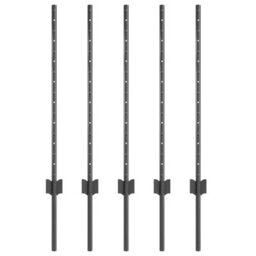 Berkfield Fence Posts Height Adjustable 5 Pcs Grey 80 Cm Steel - thumbnail 2