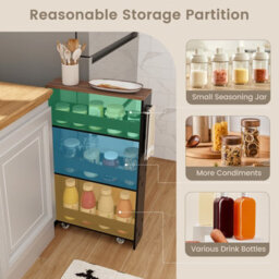 Costway 4-Tier Slim Storage Cart Narrow Rolling Kitchen Serving Cart W/ Open Shelves - thumbnail 6