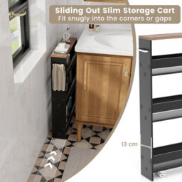 Costway 4-Tier Slim Storage Cart Narrow Rolling Kitchen Serving Cart W/ Open Shelves - thumbnail 7