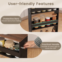 Costway 4-Tier Slim Storage Cart Narrow Rolling Kitchen Serving Cart W/ Open Shelves - thumbnail 9