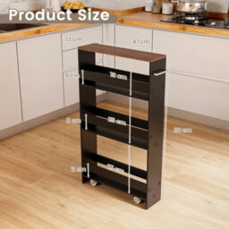 Costway 4-Tier Slim Storage Cart Narrow Rolling Kitchen Serving Cart W/ Open Shelves - thumbnail 3